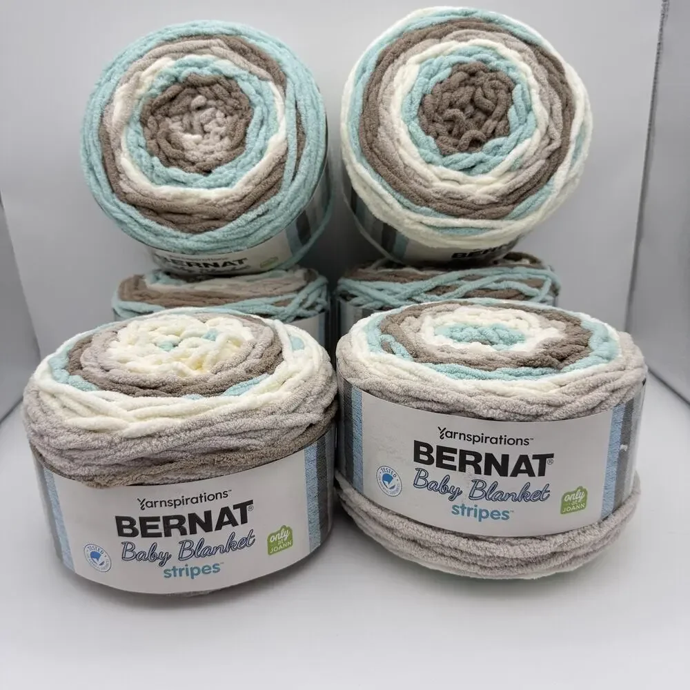 Bernat Baby Blanket Stripes Yarn Lot of 6 x 10.5 oz Joann Exclusive NEW